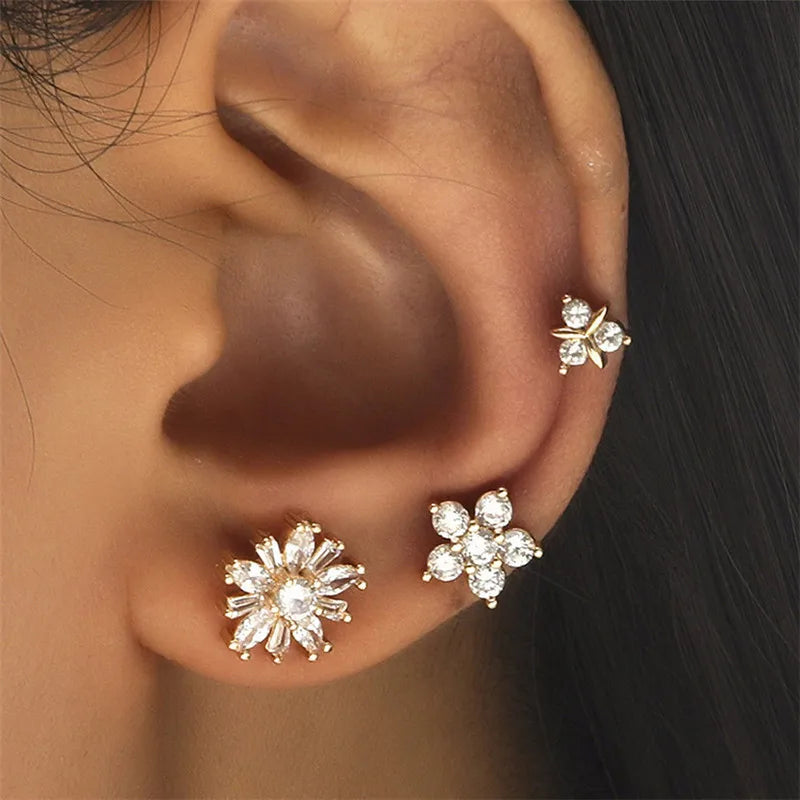 VAGZEB Bohemian NO Piercing Crystal Rhinestone Ear Cuff Wrap Stud Clip Earrings For Women Girl Trendy Earrings Jewelry Bijoux