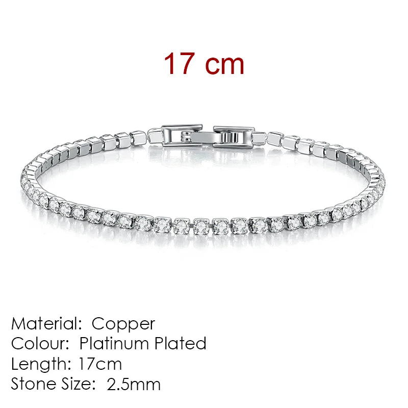 Silver Color 2.5/3/4/5mm Zircon Tennis Bracelet For Women Men Dazzling Crystal Hand Chain Wedding Gift Punk Fashion Jewelry