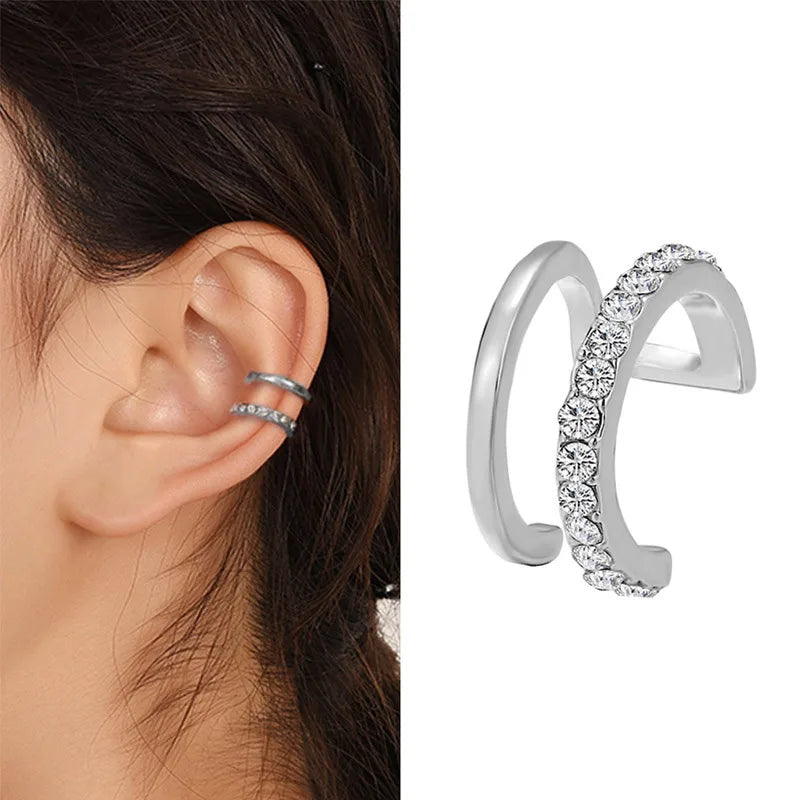 VAGZEB Bohemian NO Piercing Crystal Rhinestone Ear Cuff Wrap Stud Clip Earrings For Women Girl Trendy Earrings Jewelry Bijoux